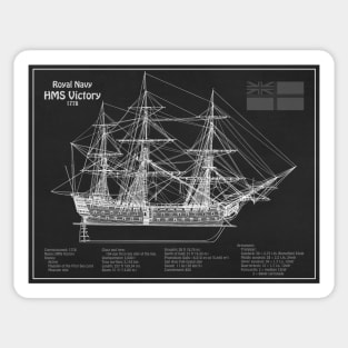 HMS Victory ship plans. Lord Nelson flagship - PD Sticker